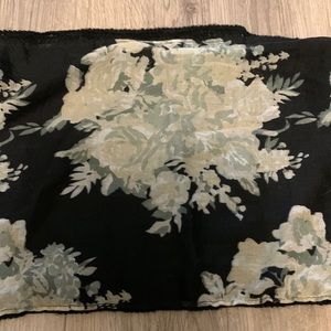 Reversible black and floral scarf